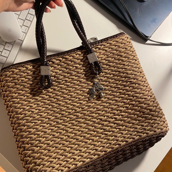 Braided Tan and Brown Handbag - Picture 2 of 7